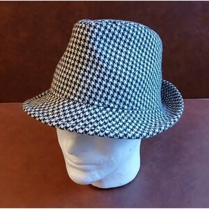 ABG Business Houndstooth Fedora Hat Black White UL42A121 One Size